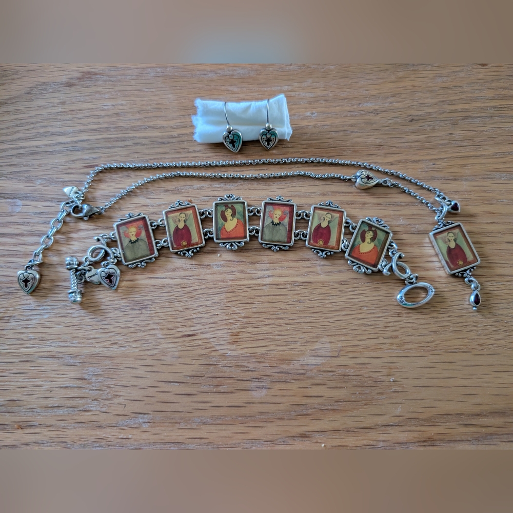 Brighton Art & Soul Guardian Angel link, Bracelet,  necklace and earring set